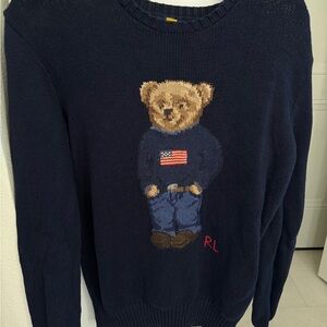 Polo Ralph Lauren Navy Sweater with Bear Motif